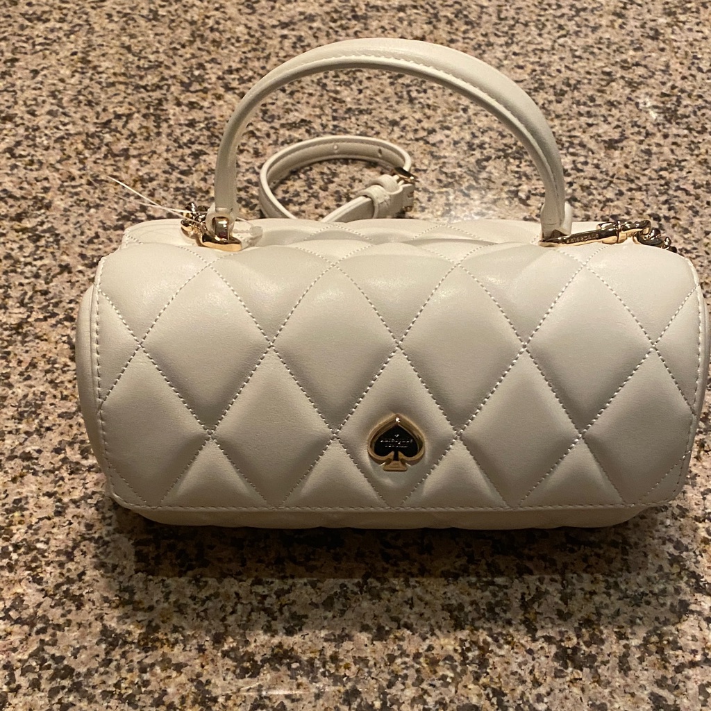Kate Spade Cream Quilted Barrel Mini Bag With Top Handle